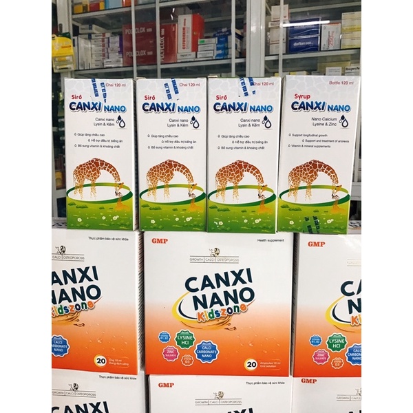 [mẫu mới] Sirô CANXI NANO Mediphar hỗ trợ phát triển xương và chống loãng xương chai 120ml, hộp 20 ống 10ml