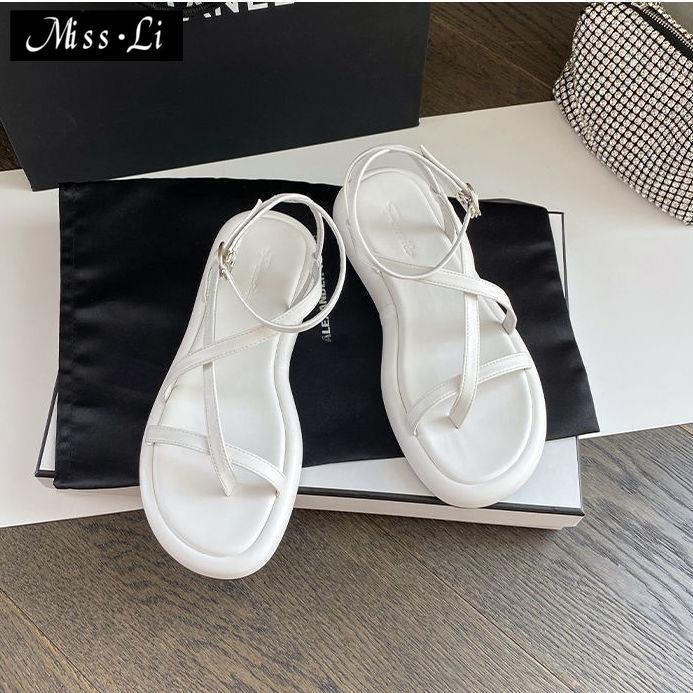 Hàng Có Sẵn Bán Chạy~Bộ Giày Sandal Đế Mềm Dày Dặn Phong Cách La Mã Thời Trang Mùa Hè Năm 2021 Chống Trượt Cho Nữ