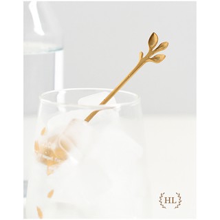 Thìa nĩa Decor hình lá | Thìa rĩa lá phong cách Vintage thời thượng hoàng kim hợp kim tạo hình 3 lá