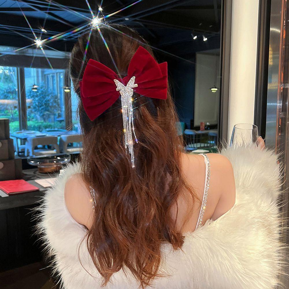 Kẹp Tóc Vải Nhung Hình Bướm Thời Trang Thu Đông Cho Nữ|Kẹp Tóc Hình Nơ Xinh Xắn Dành Cho Bé Gái