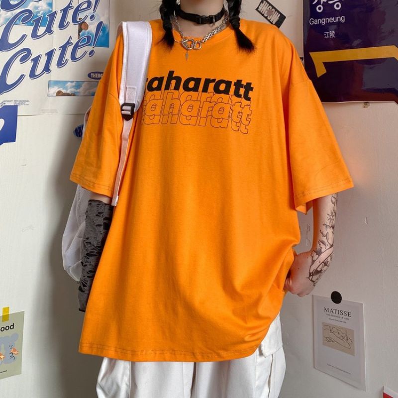 Áo thun cotton tay lỡ unisex nam nữ caharatt