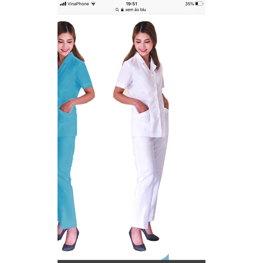 Bộ Áo Blouse Y Tá (Vạt Ngắn) Trắng Giá Sỉ Dùng Trong Bệnh Viện - Phòng Khám - Phòng Thí Nghiệm - Sinh Viên Thực Tập