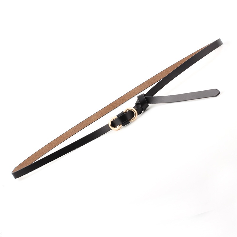 Thắt lưng da PU bản nhỏ màu trơn trang trí nơ xinh xắn dành cho nữ