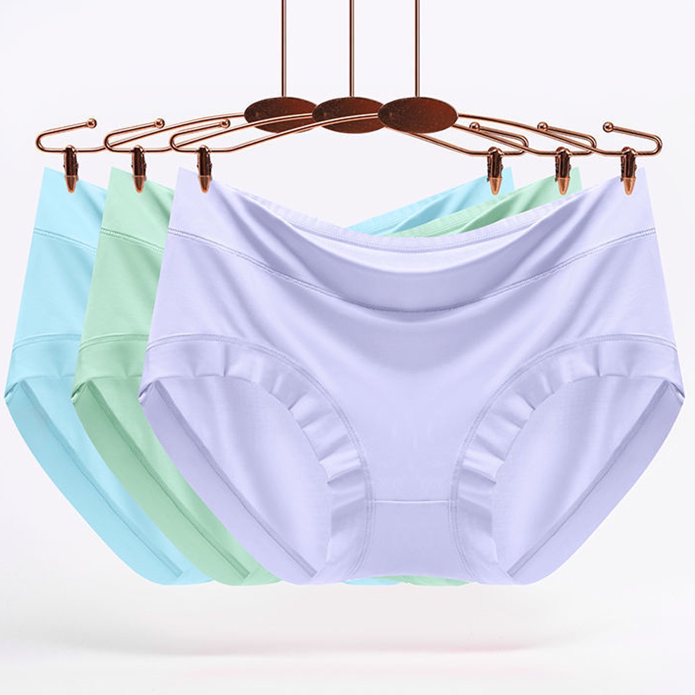 Bộ 5 Quần Lót Lụa Lạnh Không Đường May Plus Size Kháng Khuẩn Thoáng Khí Thoải Mái Cho Nữ