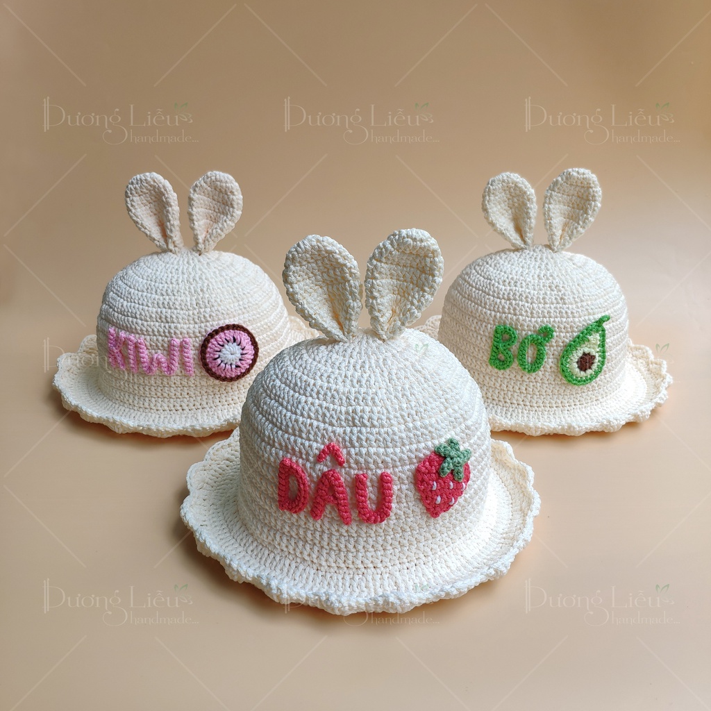 Nón Trái Cây Tai Thỏ Handmade Cho Bé (Có Gắn Tên Theo Yêu Cầu)