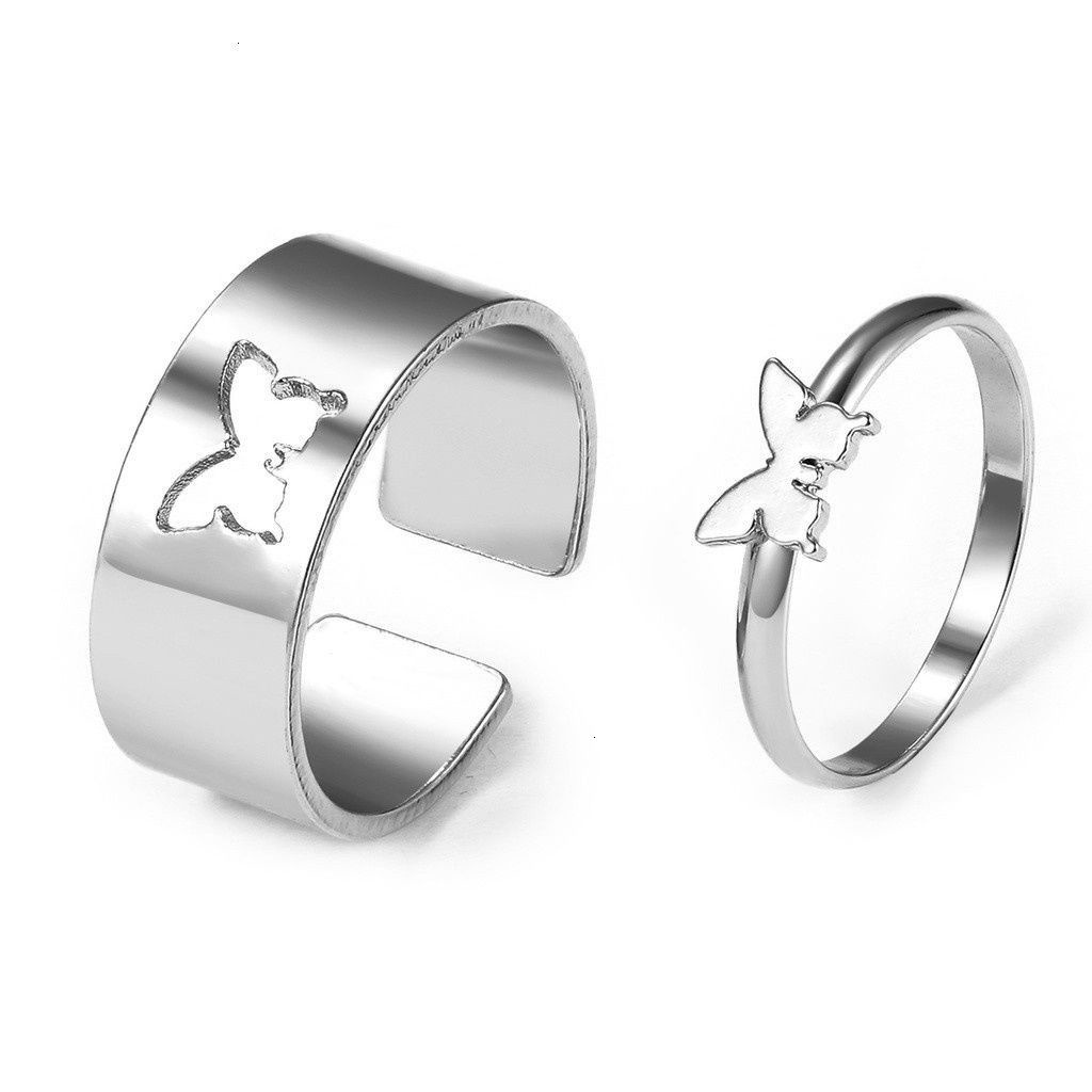 Bộ 2 nhẫn họa tiết bươm bướm phong cách retro cá tính thời trang