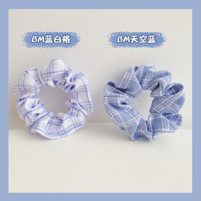 Dây buộc tóc, cột tóc scrunchies xanh nhạt