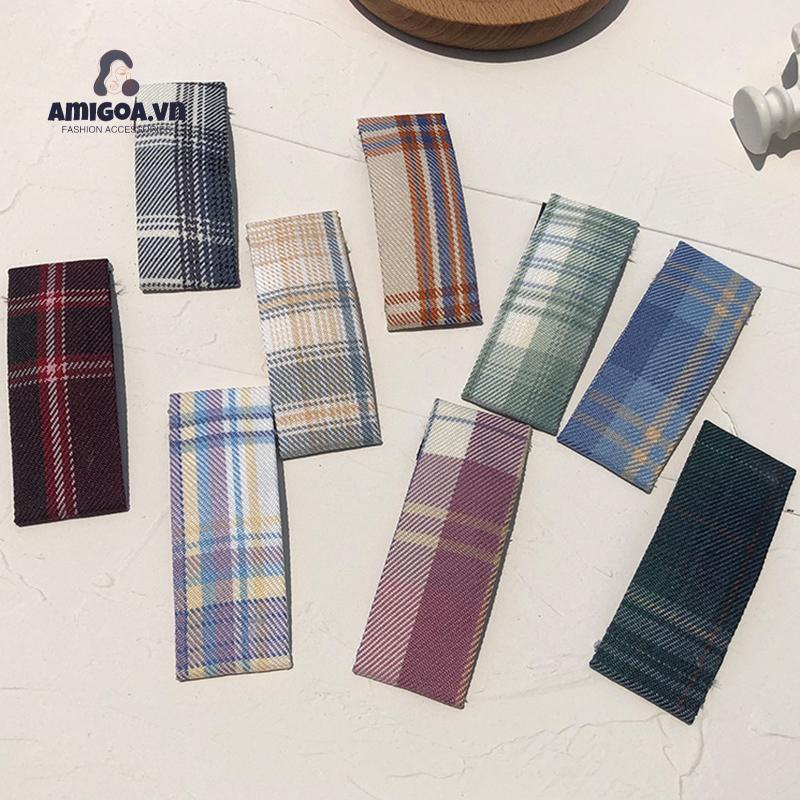 Kẹp Tóc Họa Tiết Kẻ Sọc Thiết Kế Đơn Giản Dễ Thương