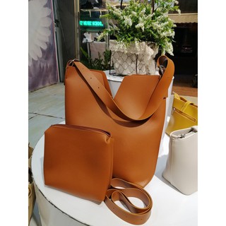 X03 Túi tote da xẻ chéo phong cách Hàn Quốc, đựng A4, tặng kèm ví nhỏ