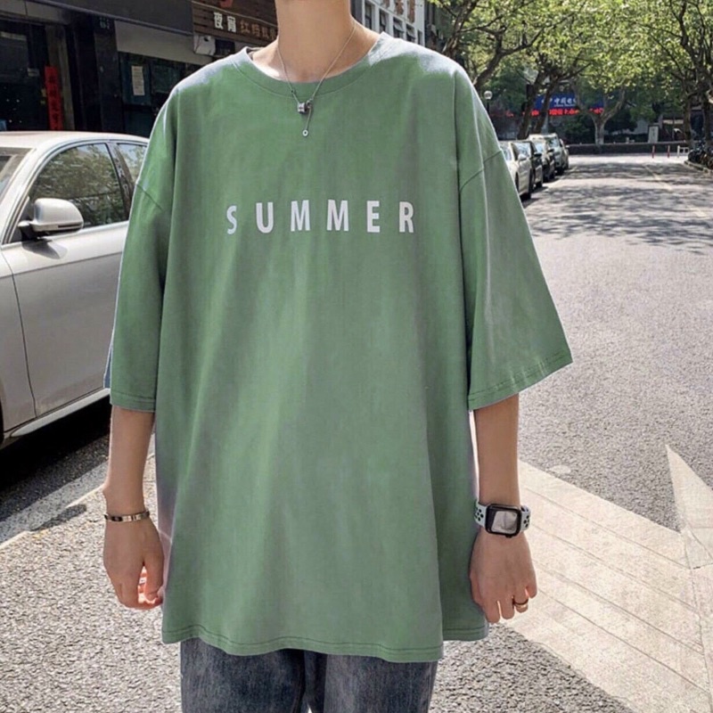 Áo thun tay lỡ form rộng thêu họa tiết SUMMER - Unisex nam nữ đều mặc được