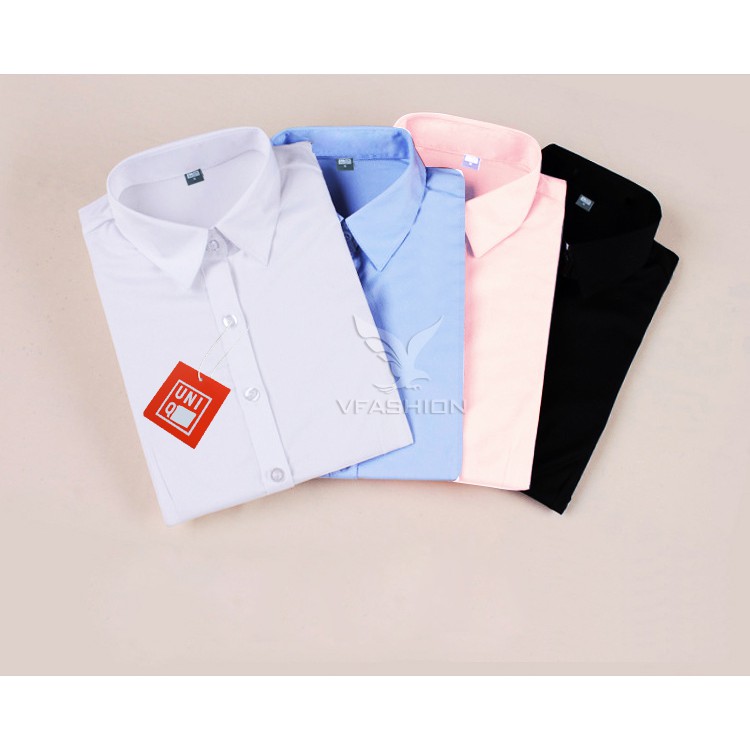 Áo sơ mi nữ lụa trơn màu trắng trẻ trung | BigBuy360 - bigbuy360.vn