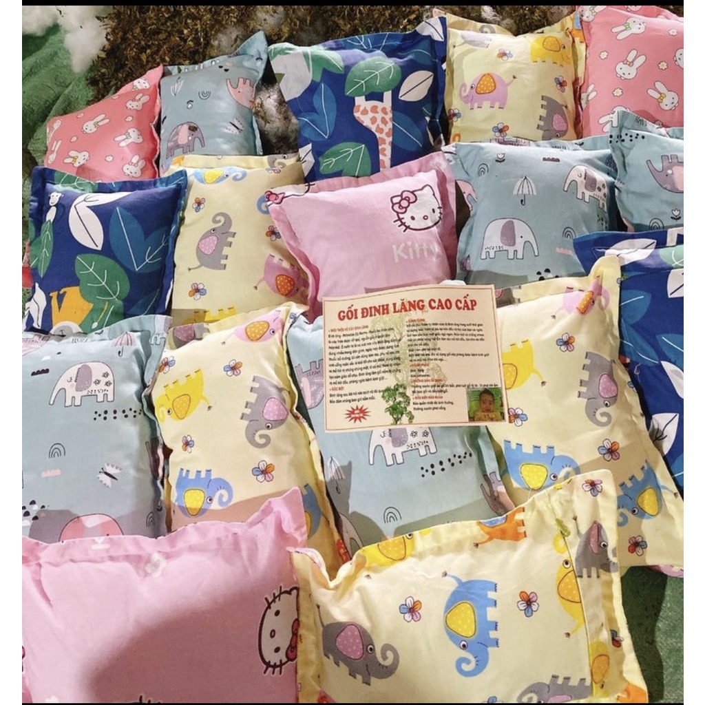 Gối đinh lăng cho bé sơ sinh và trẻ em vỏ cotton Anh Việt