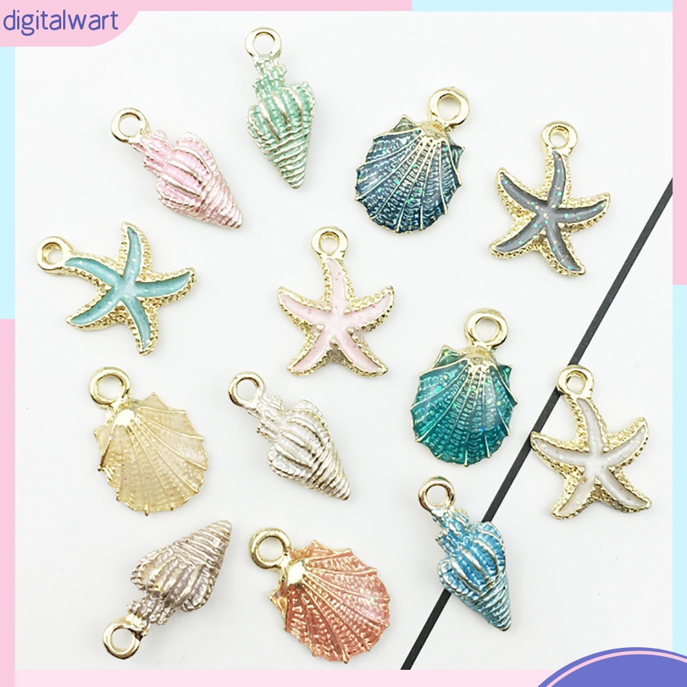Set 10 mặt dây chuyền hình vỏ sò / ốc / sao biển tự làm đồ trang sức