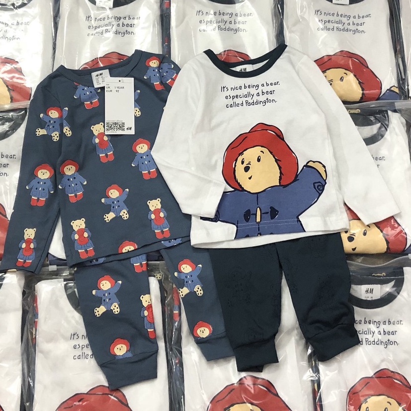 Bộ dài tay thu đông cho bé gái - Set 2 bộ gấu Teddy Bear Hm siêu đẹp cho bé gái size 1-6t