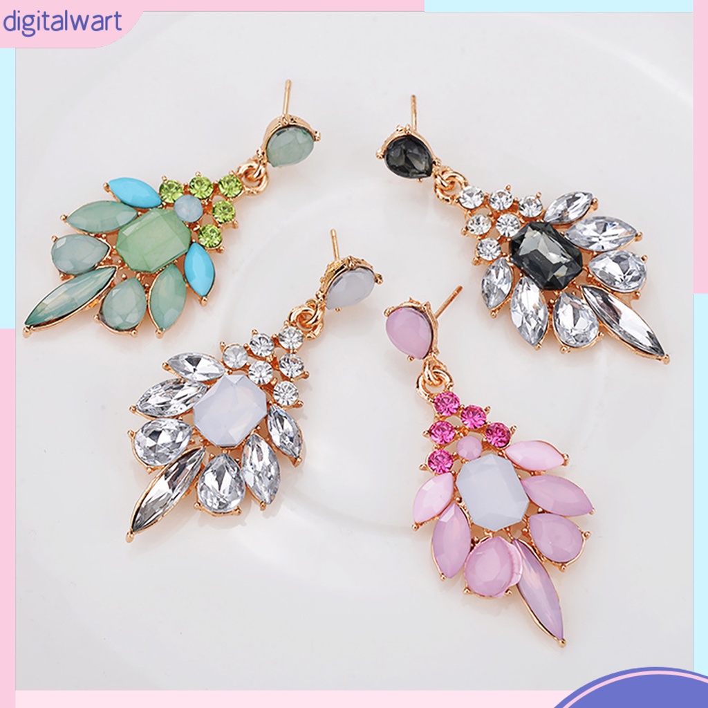 Đôi Bông Tai Dáng Dài Thiết Kế Đính Đá Thời Trang Thanh Lịch Dành Cho Nữ