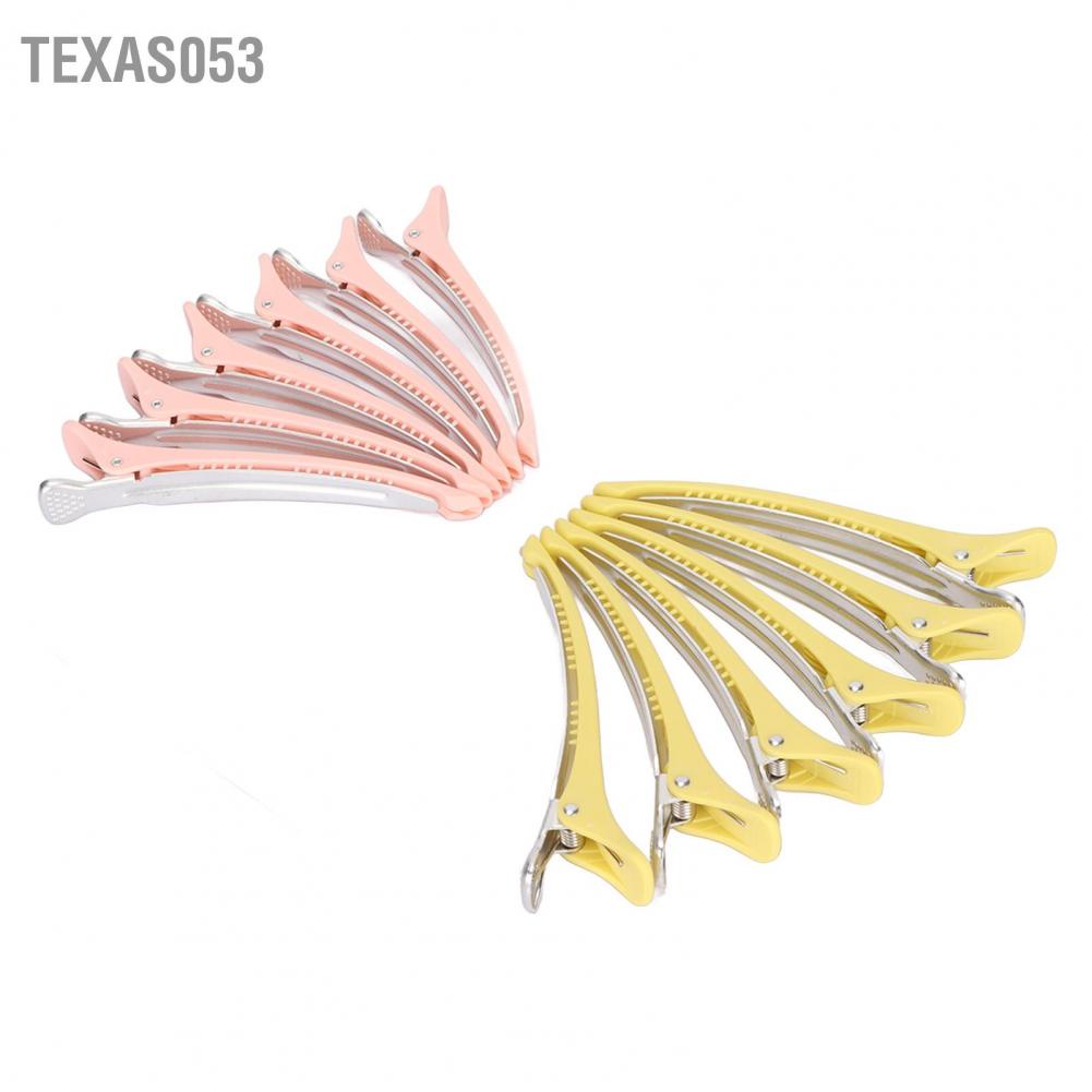 Hàng Sẵn Set 12 Kẹp Tóc Mỏ Vịt Chuyên Dụng Cho Salon Chống Trượt Màu Sáng Vàng Hồng【Texas053】