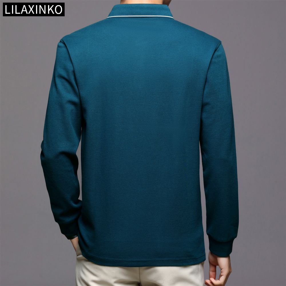 Áo Thun Polo Tay Dài Bằng Cotton 4 Màu Thời Trang Thu Đông Cho Nam