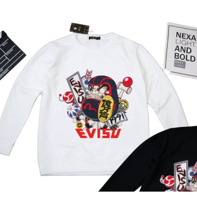 ÁO NỈ NAM CỔ TRÒN PHỐI HỌA TIẾT DARUMA HÀNG HIỆU EVI CỰC SỊN SÒ - HOTTREND XU HƯỚNG