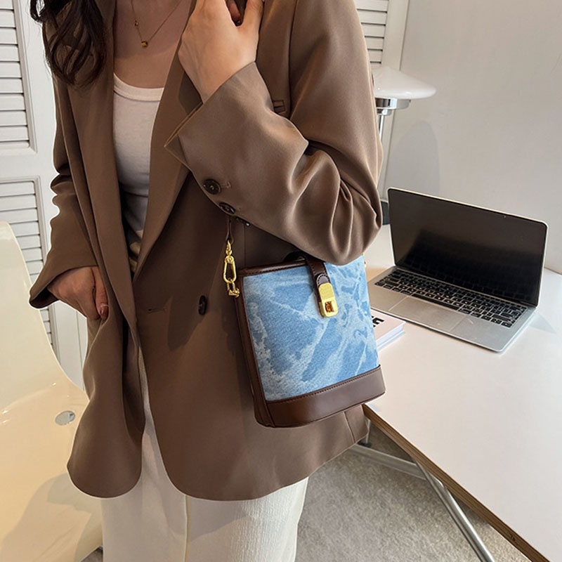 Túi Đeo Chéo Màu Sắc Tương Phản Thời Trang Cho Nữ