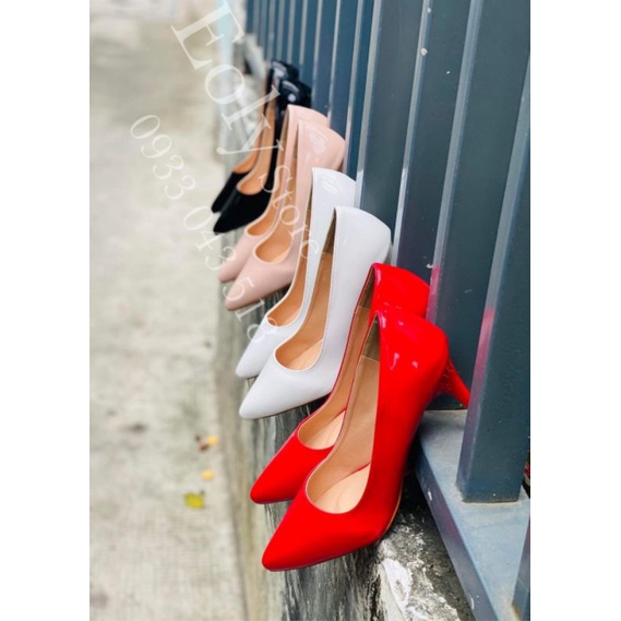 Giày Cao Gót 7cm - Hàng VNXK - Đế Pháp Da Bóng - Giày Gót Nhọn Công Sở - Chống Trầy Xước Nhẹ - Full size
