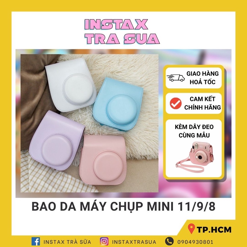 [Mã SKAMCLU9 giảm 10% đơn 100K] [DÀNH CHO INSTAX MINI 11] BAO DA BẢO VỆ MÁY CHỤP ẢNH LẤY LIỀN KÈM DÂY ĐEO