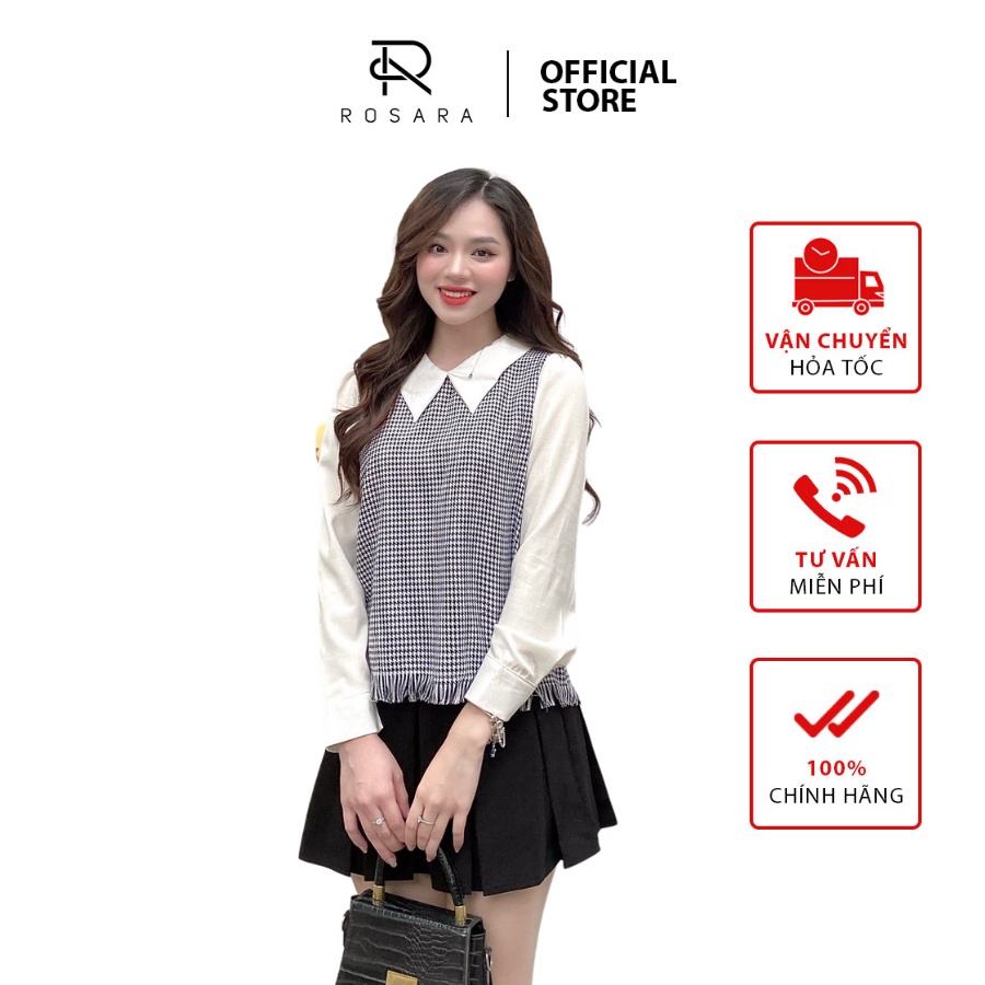 Áo sơ mi thời trang nữ kẻ caro Rosara Am256