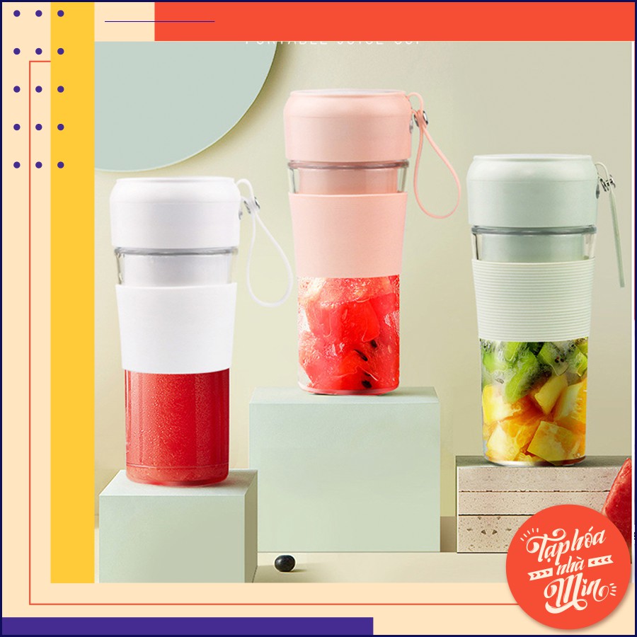 Máy xay sinh tố mini cầm tay PORTABLE JUICE CUP- 4 lưỡi dao sắc bén công suất 50W, Pin 3000 mAh