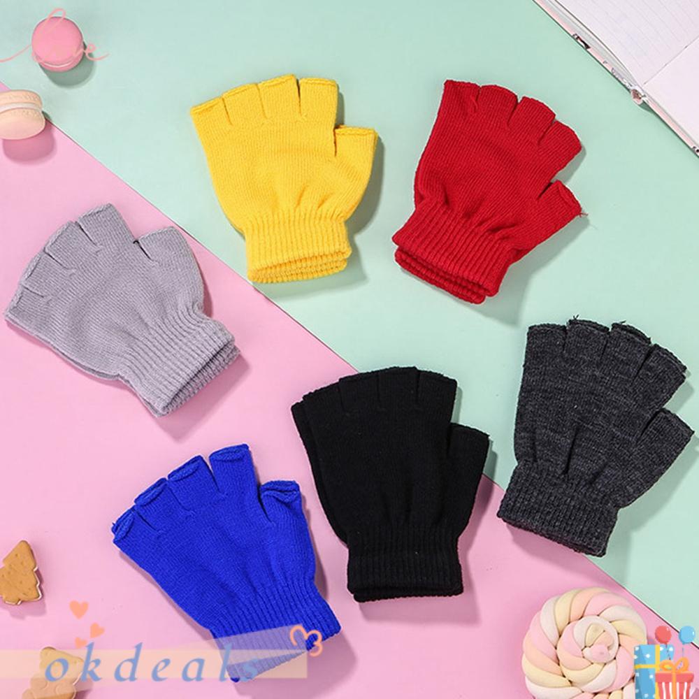 1 Cặp Găng Tay Dệt Kim Giữ Ấm Nửa Ngón Thời Trang Cho Nam Và Nữ