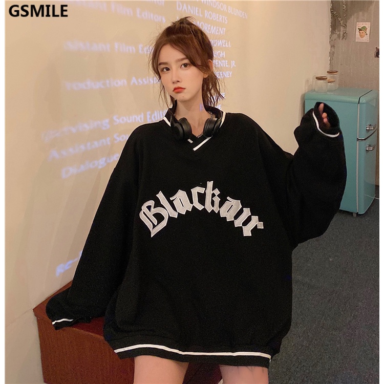 Áo Sweater Thêu Bảng Chữ Cái Blackair Cổ V