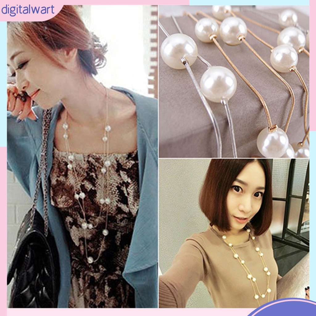 Vòng cổ Hai Lớp Bằng Hợp Kim Đính Ngọc Trai Giả Dễ Phối Đồ