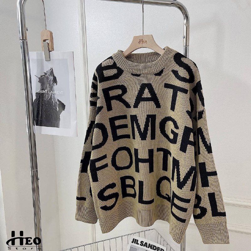 Áo len họa tiết chữ ⚡FREE SHIP⚡ thiết kế dáng rộng cực thời trang, phong cách