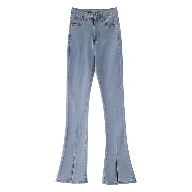 Quần jeans nữ ống loe 3 màu cạp cao, quần bò ôm xẻ gấu co dãn hàng cao cấp-MAI THỎ SHOP