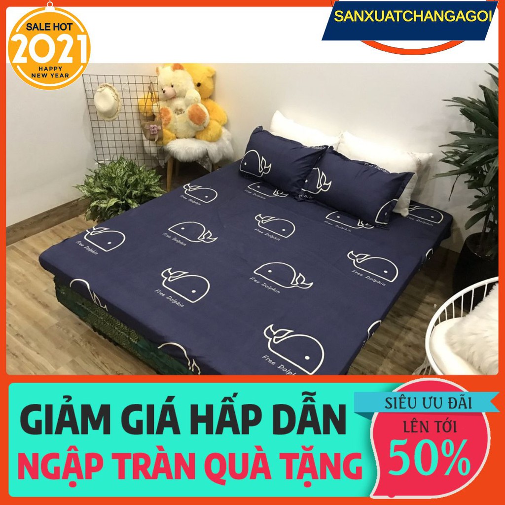 Sản xuất ga trải gường 1m6 bọc đệm poly họa tiết cá heo