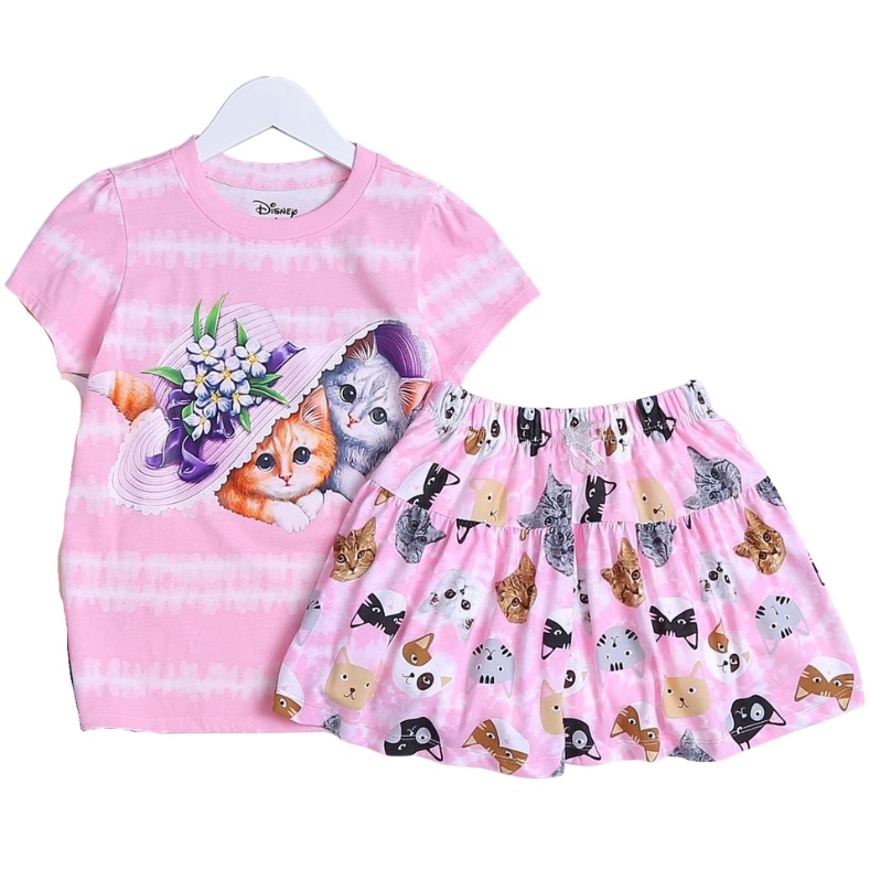 Áo Váy Bé Gái 17-45 Kg Set Áo Cộc Tay Chân Váy Xòe Kèm Quần Cotton Mềm Mịn Mát In Hình Công Chúa Pony Homie Kids