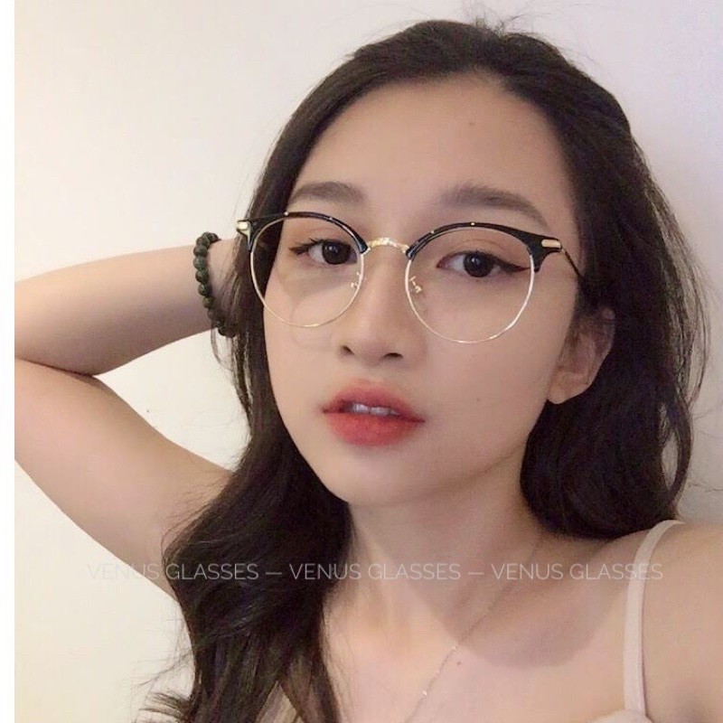 Gọng kính cận nam nữ HAINAMEYEWEAR mắt kính tròn gọng kính kim loại 2736