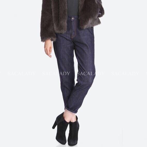 Quần Jeans Nữ U N Q Nữ Lỗi Sợi Xanh Đen - 0432