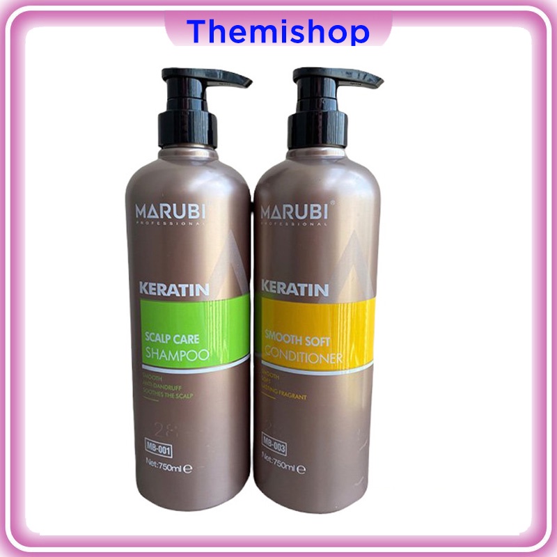 Dầu gội đầu KERATIN MARUBI 750ml cặp dầu gội xả phục hồi hư tổn giảm rụng tóc chính hãng CT72
