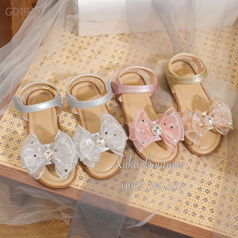 Dép Quai Hậu Bé Gái Hàn Quốc Cao Cấp, Dép Quai Hậu Đính Nơ Trẻ Em Đế Mềm Chống Trượt Bé Gái, Dép Đi Chơi Đi Học Cho Bé