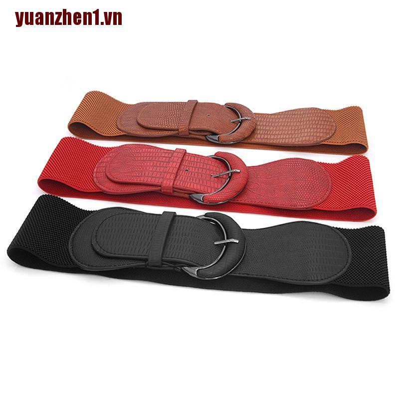 [Yuanzhen1] Thắt Lưng Da Bản Rộng Co Giãn Có Khóa Cài Cho Nữ