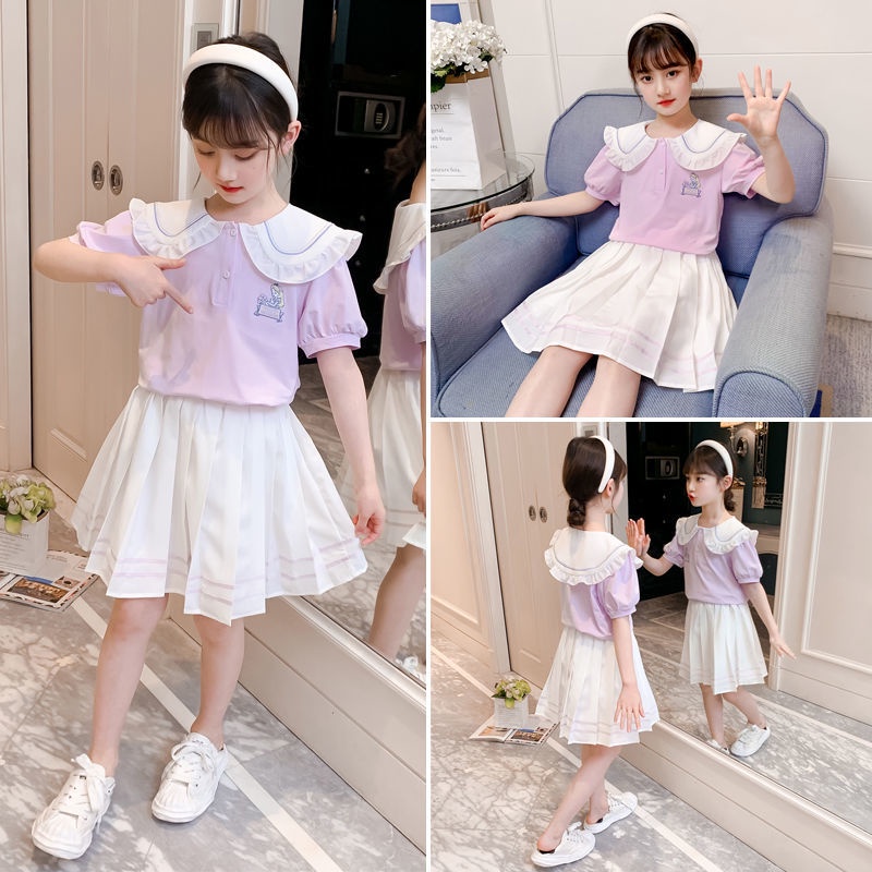 Set 2 Món Áo polo + Chân Váy Thời Trang Mùa Hè Cho Bé Gái Từ 3-4 - 5-6 - 7-8 - 9-10 - 11-12 Tuổi Váy