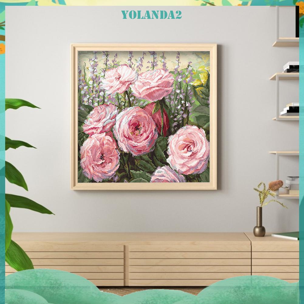 Bộ Tranh Thêu Chữ Thập Tự Làm Họa Tiết Hoa Hồng Trang Trí Nội Thất