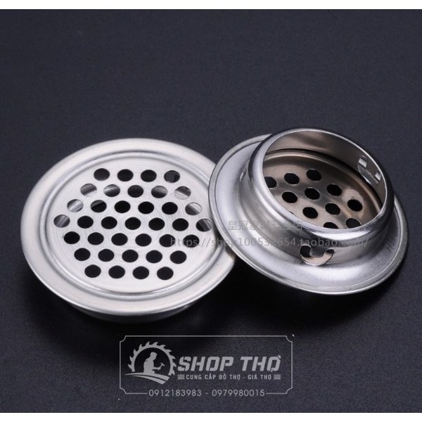 Nắp thông hơi hậu tủ cỡ D35, D53mm inox (set 10 cái)