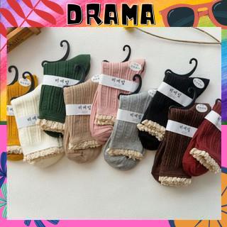 Tất nữ cổ ngắn cute, Vớ nữ cổ ngắn [Vintage] Phong cách Hàn Quốc nhiều màu thêu dệt tỉ mỉ PHỤ KIỆN DRAMA TAT014