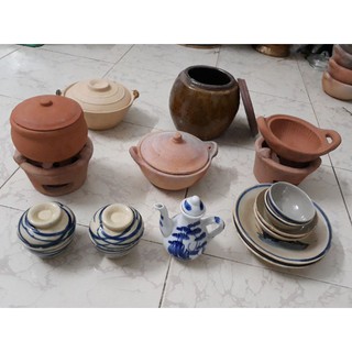 Bộ đất nung chơi bán đồ hàng cho bé/vật dụng bếp mini/combo17chitiết