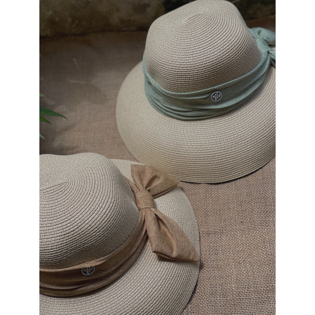 Nón đi biển, nón cói nơ pastel mềm dễ gập gọn gàng