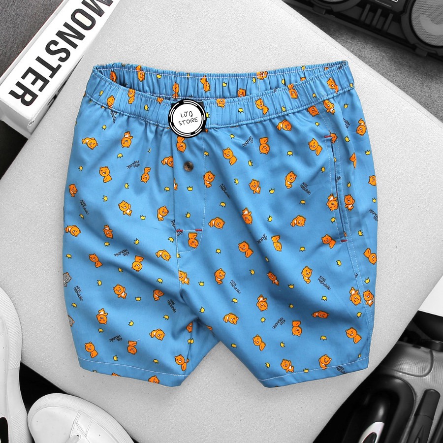 Quần đùi ngủ mặc ở nhà cho nam nhiều màu - Lưng thun co dãn thoải mái, vải cotton mềm mịn, thấm hút mồ hôi | BigBuy360 - bigbuy360.vn