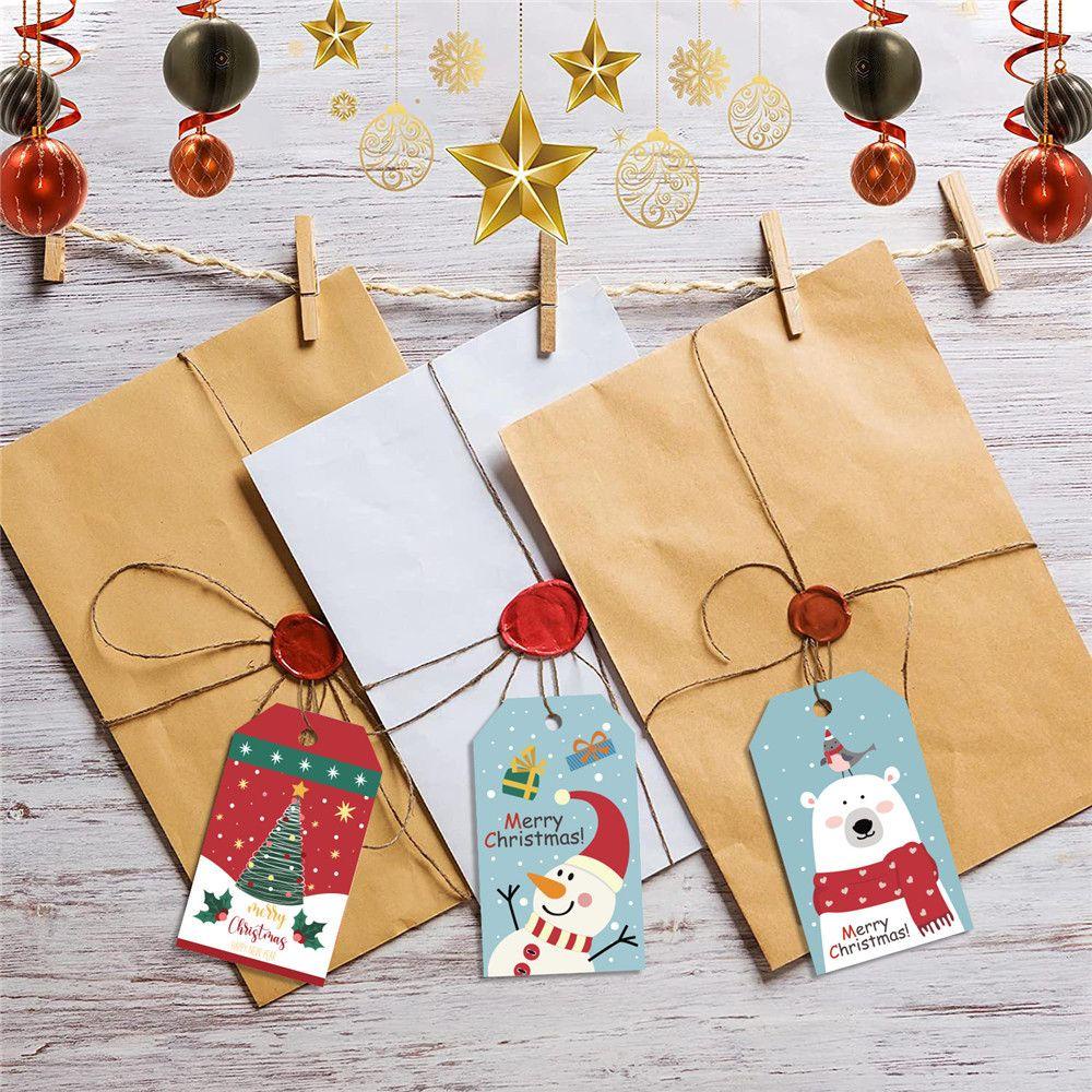 Set 50 Thiệp Giấy Kèm Dây Treo Hình Bông Tuyết Giáng Sinh Mới