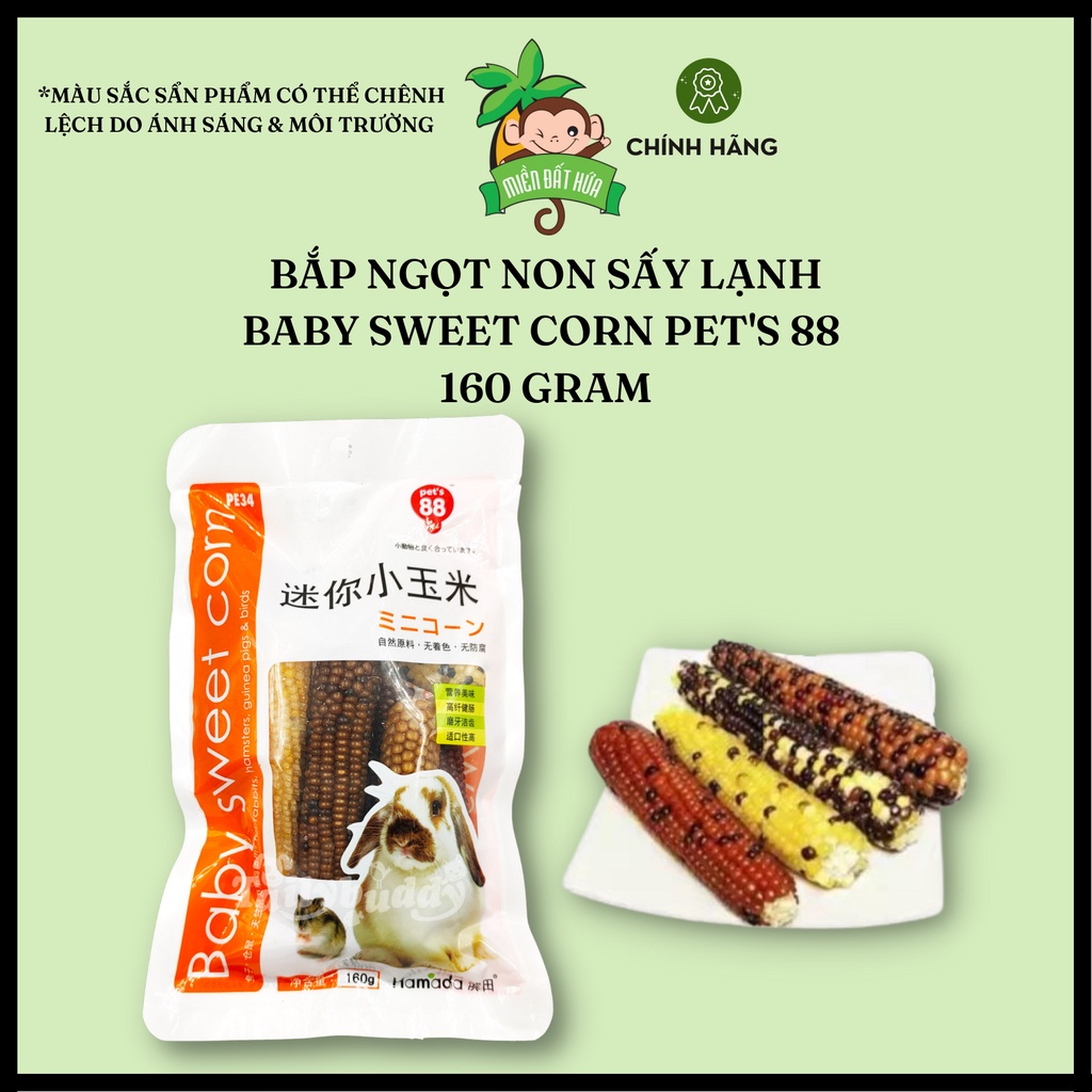 Mài răng thỏ bọ - Bắp ngọt non sấy lạnh chính hãng Pet's 88 160 gram dành cho hamster, thỏ, bọ, chin