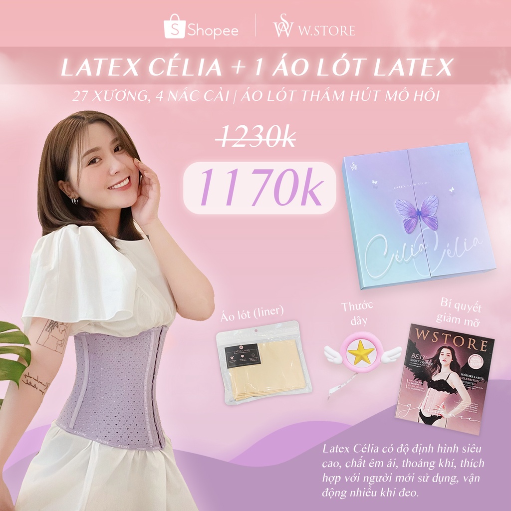 Đai Nịt Bụng Latex Sau Sinh - Latex Celia Tín 27 Xương Chuẩn WSTORE,Thoáng Khí - Latex by W.Store