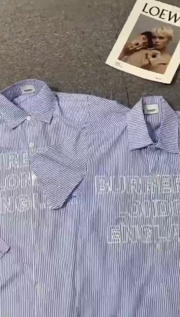 Áo Sơ Mi BURBERRY LONDON Kẻ Xám Dài Tay Thêu Chữ Vải Cotton Lụa Cao Cấp | BigBuy360 - bigbuy360.vn